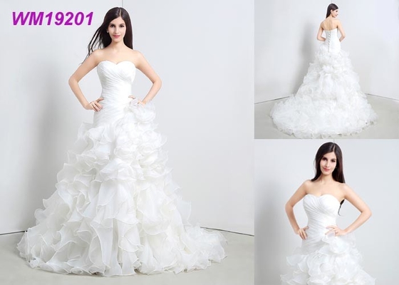 Fashion Floor Length Romantic Wedding Dresses , Puffy Mermaid Style Wedding Dress