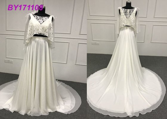 Luxurious A Line Ball Gown Wedding Dress With Mesh Long Train 100% Real Photos