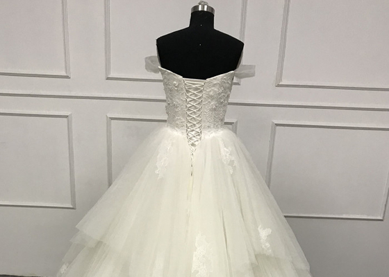 Off The Shoulder Bridal Ball Gowns For Slim Girls Short Sleeve Vintage Plus Size