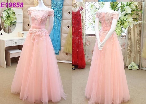 A Line Banquet Prom Ball Gowns For Special Occasion Long Appliques Decoration