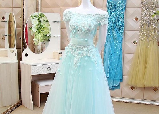 A Line Banquet Prom Ball Gowns For Special Occasion Long Appliques Decoration