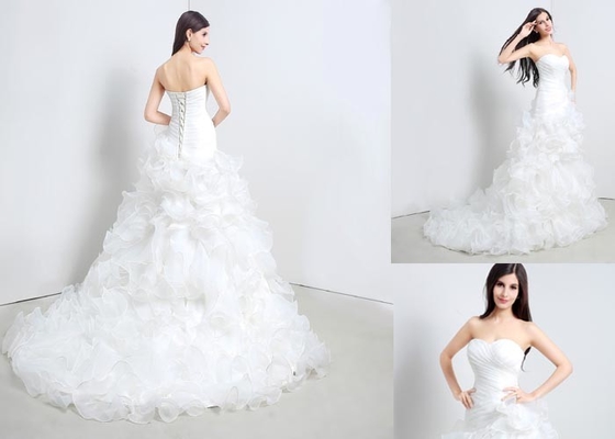Fashion Floor Length Romantic Wedding Dresses , Puffy Mermaid Style Wedding Dress