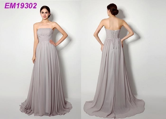 Elegant Lycra Plus Size Bridesmaid Dresses , Tulle Silver Grey Bridesmaid Dresses