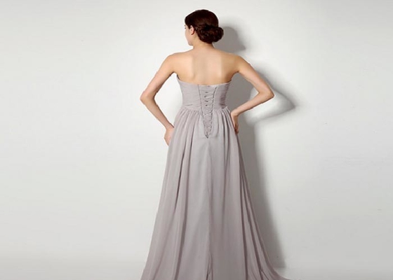 Elegant Lycra Plus Size Bridesmaid Dresses , Tulle Silver Grey Bridesmaid Dresses