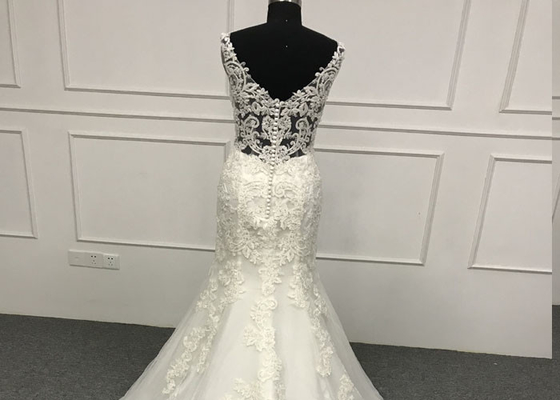 Bridal Elegant A Line Wedding Dresses / Sexy Beading A Line Dress Wedding Gown