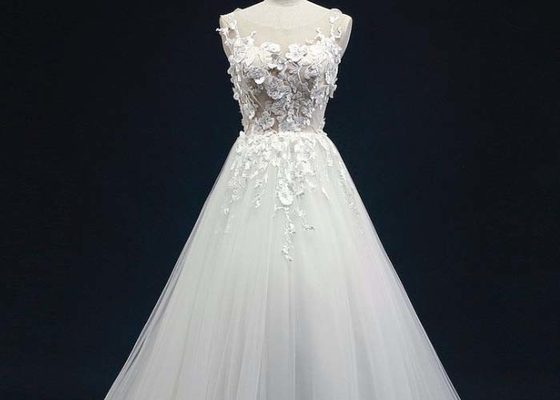 Straps Open Back A Line Wedding Dress , Long Champagne Lace A Line Wedding Dress