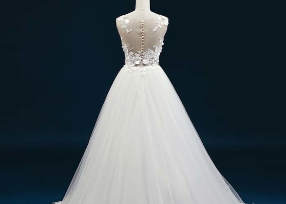 Straps Open Back A Line Wedding Dress , Long Champagne Lace A Line Wedding Dress
