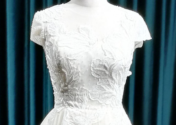 Ivory Plus Size Princess Wedding Gown , Party Maxi Cap Sleeve Princess Wedding Dresses