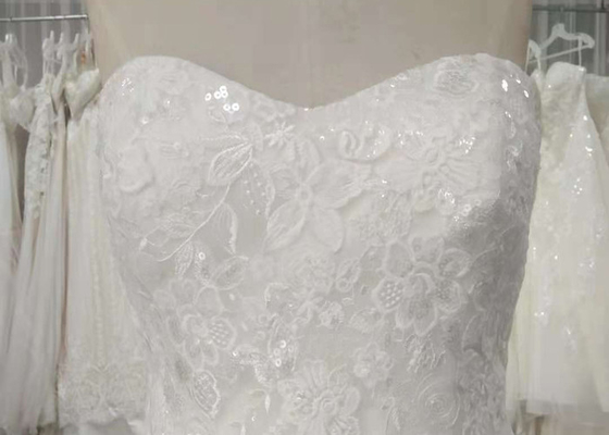 Luxury Blush Sequins Lace Bridal Gowns Plus Size With Train Lace Up Back