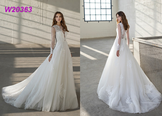 Mesh Tulle Lace Small Train Ivory Female Wedding Dress Plus Size Zipper Back