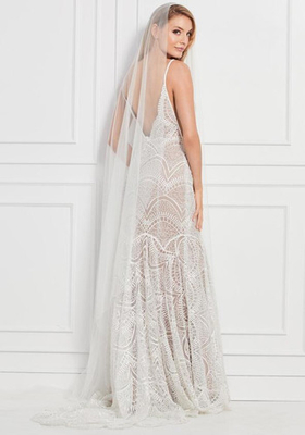 Allover Beaded Lace Floor Length Female Wedding Dress Gowns 3 Styles Choices
