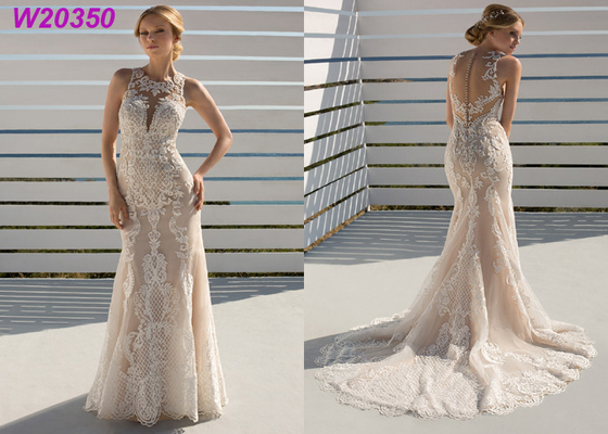 Geometrical Lace Patterning A Line Ball Gown Wedding Dress Deep V Neckline Waistcoat