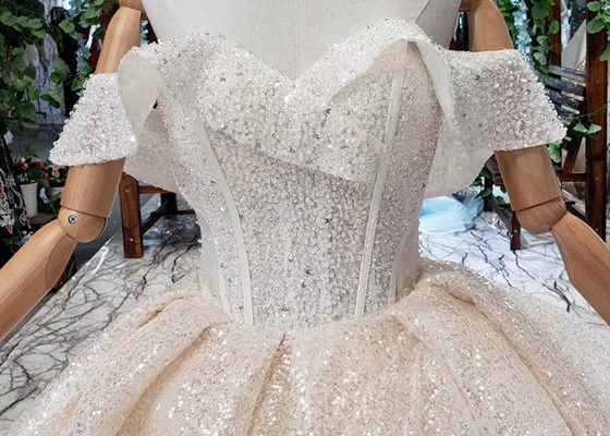 High End Customize Off Shoulder Sequins Bridal Ball Gowns Vintage Luxury Wedding Dress