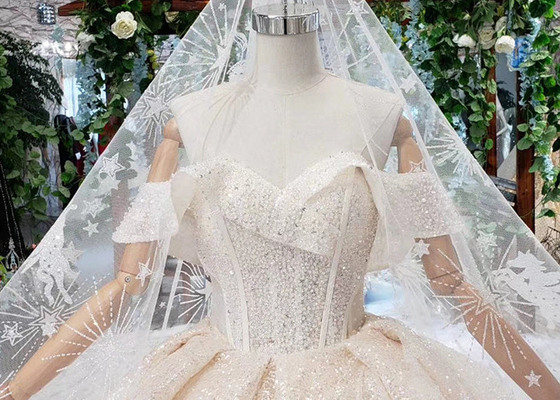 High End Customize Off Shoulder Sequins Bridal Ball Gowns Vintage Luxury Wedding Dress