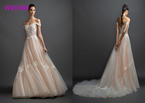 Linia spódnica Multi kolorowe suknie ślubne Off The Shoulder Bridal Dress Custom Made
