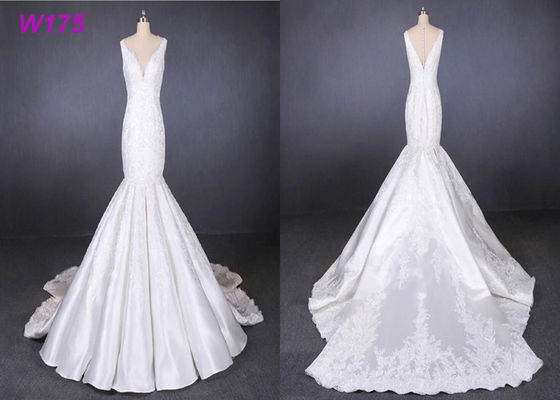 Paski satynowe suknie ślubne syrenka suknie ślubne dostosuj wykonane 2019